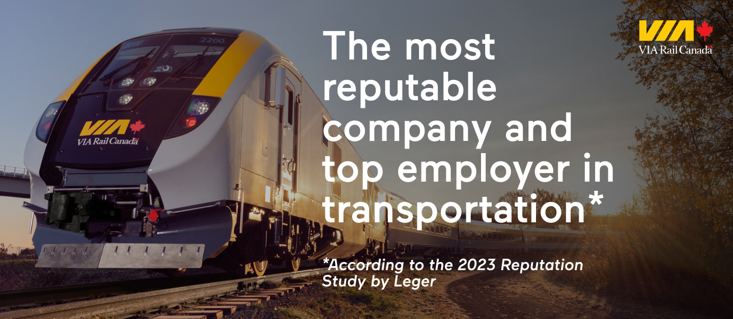 VIA RAIL NAMED THE MOST REPUTABLE COMPANY IN THE TRANSPORTATION SECTOR
